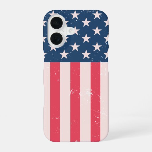 クラシックアメリカ国旗グランジ iPhone 16ケース (裏面)