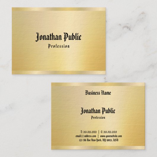 クラシックアメリカ文字フェイク金ゴールドテンプレート 名刺 (正面/裏面)