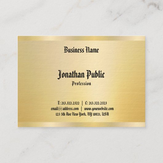 クラシックアメリカ文字フェイク金ゴールドテンプレート 名刺 (裏面)