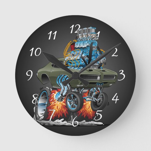 ·クラシックアメリカ·マッスル·カー·カー·カー·カ改造ートーン ラウンド壁時計 (正面)