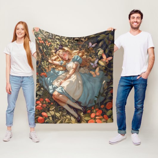 クラシックアリスはワンダーランドの夢を見ている フリースブランケット (インサイチュ)