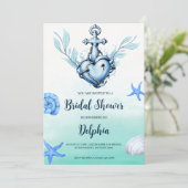 クラシックアンカー Nautical ウェディングシャワー招待状 招待状 (スタンド正面)