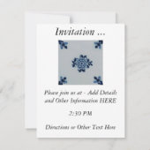 クラシックアンティアンデルフトブルータイル – フローラモチーフ 招待状 (裏面)