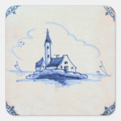 クラシックアンティアンデルフトブルータイル – 教会 スクエアシール (正面)