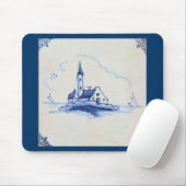 クラシックアンティアンデルフトブルータイル – 教会 マウスパッド (マウス)