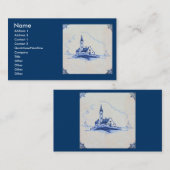 クラシックアンティアンデルフトブルータイル – 教会 名刺 (正面/裏面)