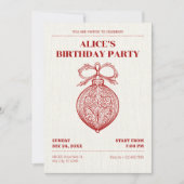 クラシックアンティーククリスマス飾り誕生日 招待状 (正面)