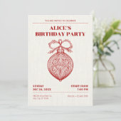 クラシックアンティーククリスマス飾り誕生日 招待状 (スタンド正面)