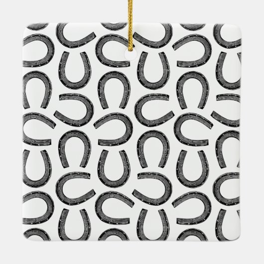 クラシックアンティークホースシューズカスタムカラー セラミックオーナメント (裏面)