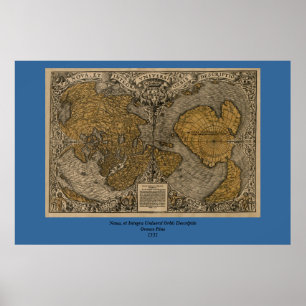 クラシックアンティーク1531オーロンスの世界地図素晴らし ポスター