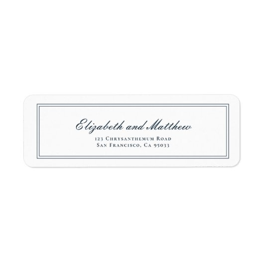 クラシックアンドシンプル差出人住所エレガントウェディング ラベル (正面)