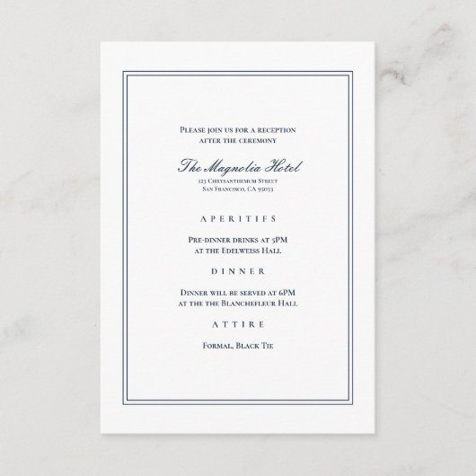 クラシックアンドシンプル披露宴エレガントウェディング エンクロージャーカード (正面)