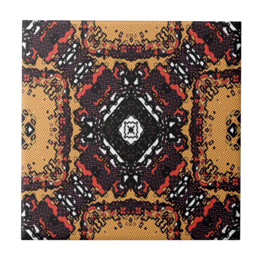 クラシックアーストーントーンゴールデンブラウンズオールドワールドパターン タイル (正面)