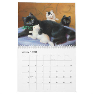 クラシックアートカレンダーに描かれた猫たち カレンダー