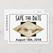 クラシックアートゲイウェディング日付を保存 案内ポストカード (正面/裏面)