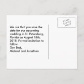 クラシックアートゲイウェディング日付を保存 案内ポストカード (裏面)