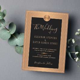 クラシックアートデコの豪華なブラックゴールドの結婚式 招待状