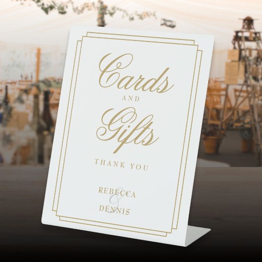 クラシックアールデコエレガント金ゴールドカード及びギフト 台座サイン