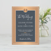 クラシックアールデコグラム海軍金ゴールド結婚ズ 招待状 (スタンド正面)