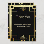 クラシックアールデコヴィンテージサンキューカード 招待状 (正面/裏面)