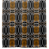 クラシックアールデコヴィンテージブラックおよび金ゴールド シャワーカーテン (正面)