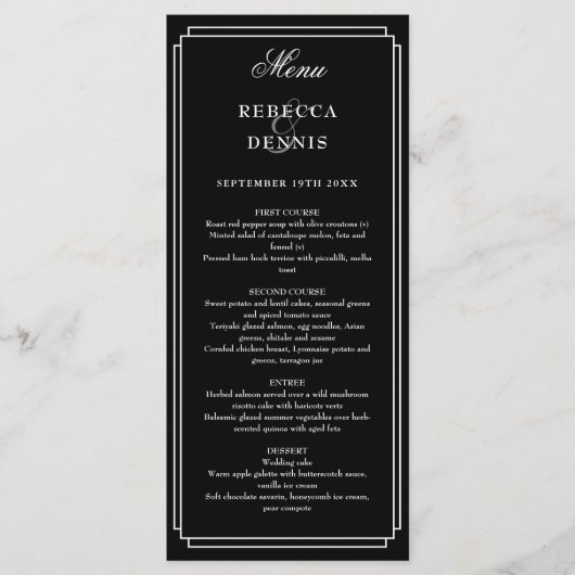 クラシックアールデコ白黒結婚ズ メニュー (正面)