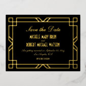 クラシックアールデコ黒金ゴールド日付はがきを保存 箔シーズンポストカード (正面)