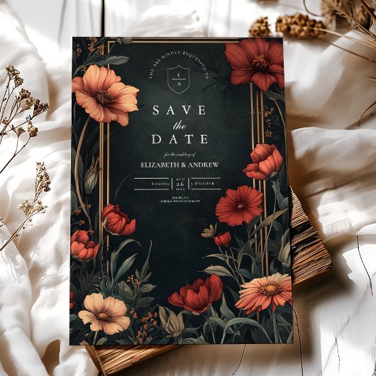 クラシックアールヌーボー結婚フローラ セーブザデート