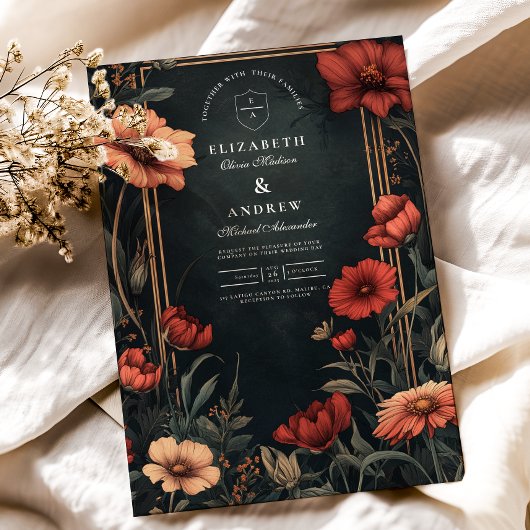 クラシックアールヌーボー結婚フローラ 招待状