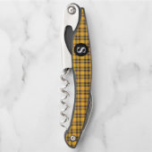 クラシックイエロタータンチェック格子模様コルクねじ ソムリエナイフ (正面)