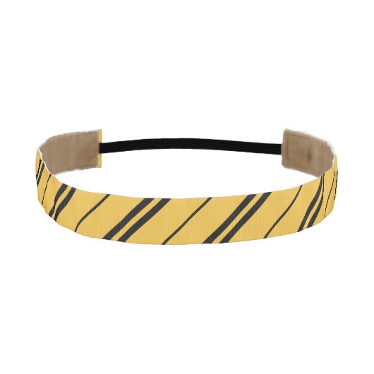 クラシックイエローブラックスクールストライプの模様 アスレチックヘッドバンド (正面)