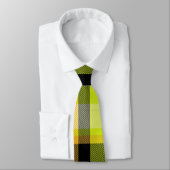 クラシックイエローブラックタータンチェック格子模様デザイン ネクタイ (タイ)