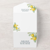 クラシックイエローローズフラワーズウォーター色 オールインワン招待状 (外側)