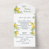 クラシックイエローローズフラワーズウォーター色 オールインワン招待状 (内側)
