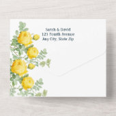 クラシックイエローローズフラワーズウォーター色 オールインワン招待状 (裏面)