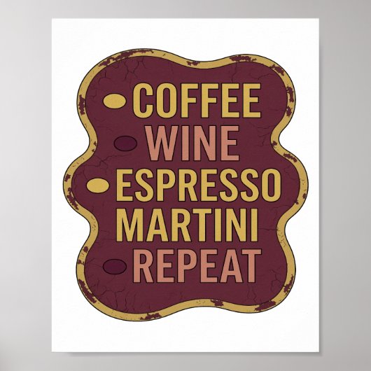 クラシックイエロー COFFEE WINE ESPRESSO MARTINI REPEAT ポスター (正面)
