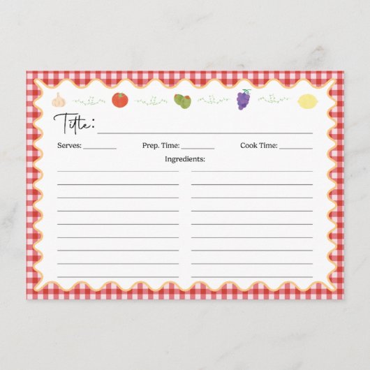 クラシックイタリアンレシピカード 招待状 (正面)