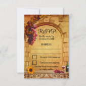 クラシックイタリアンワイナリーまたはワインボトルへの招待返信カード 出欠カード (正面)