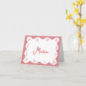 クラシックイタリアン名前をカスタムする市松模様に カード (黄色い花)