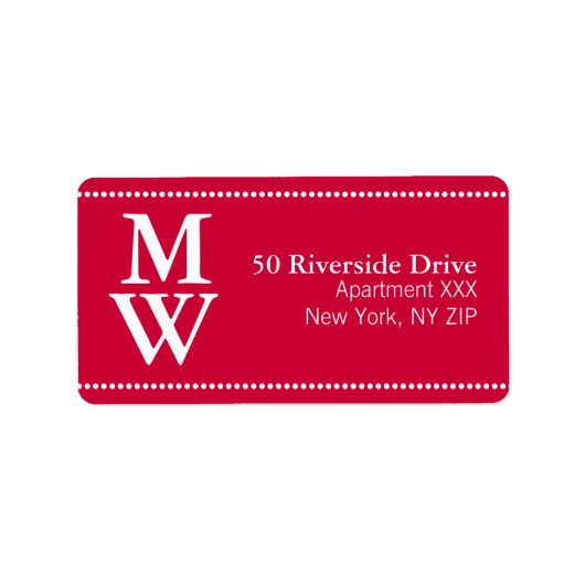 クラシックイニシャルスタイリッシュ住所 シール(カスタム) ラベル (正面)