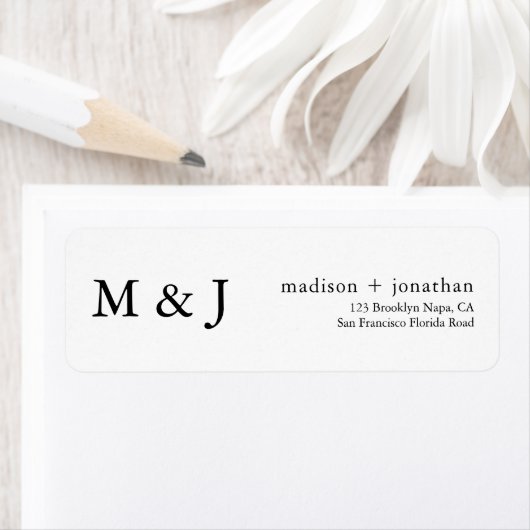 クラシックイニシャルタイポグラフィスクリプト差出人住所 ラベル (インサイチュ)