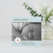 クラシックイニシャル男の赤ちゃん出産の告知 案内状 (スタンド正面)