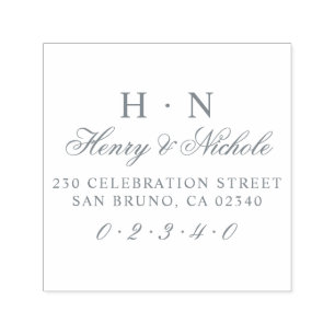 クラシックイニシャル結婚の名前と差出人住所 セルフインキングスタンプ