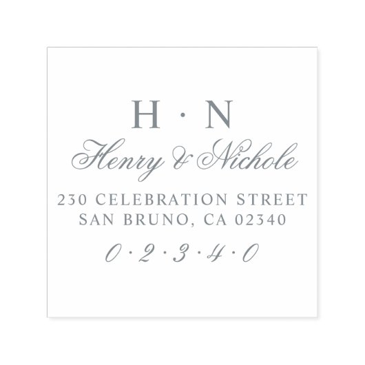 クラシックイニシャル結婚の名前と差出人住所 セルフインキングスタンプ (デザイン)