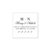クラシックイニシャル結婚の名前と差出人住所 ラバースタンプ (インプリント)