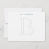 クラシックイニシャル ネイビーブルー ファミリーステーショナリー ノートカード (正面)