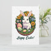 クラシックイースターバニーイラストレーション。ハッピーイースター! シーズンカード (スタンド正面)