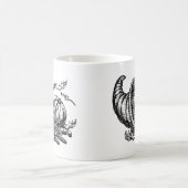 クラシックウィッカーコルヌコピア白黒イラストレーション コーヒーマグカップ (中央)