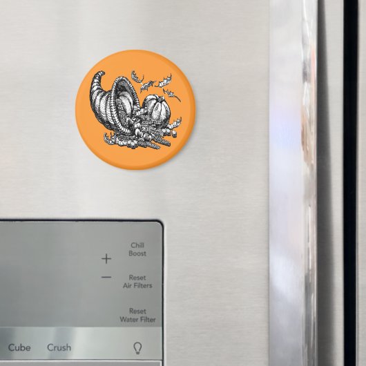 クラシックウィッカーコルヌコピア白黒イラストレーション マグネット (インサイチュ (冷蔵庫))