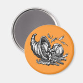 クラシックウィッカーコルヌコピア白黒イラストレーション マグネット (正面/裏面)